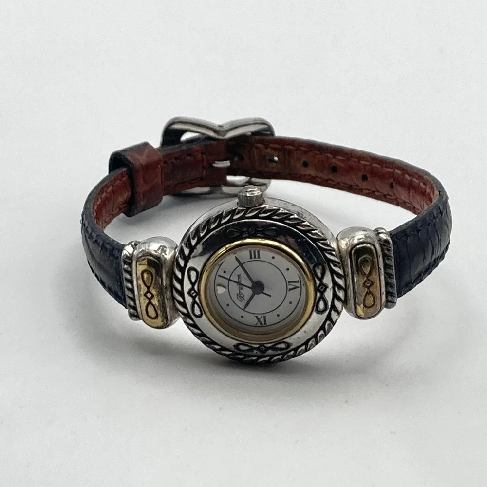 Brighton Cody Women's Watch 24mm Silver Gold Tone Reversible New Battery 7.5